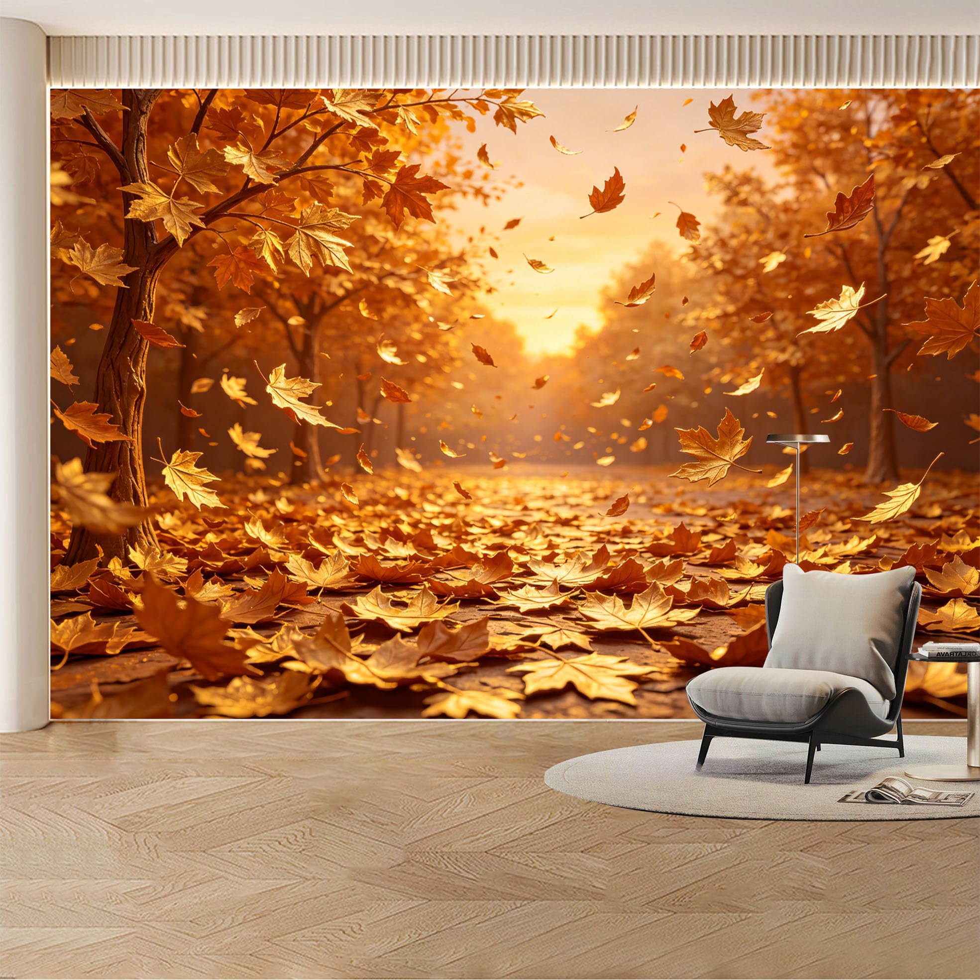 Custom Wall Mural Wallpaper Gold Wheat Field Landscape Modern Wall Decor Sunset for Living Room， Bedroom， Office
