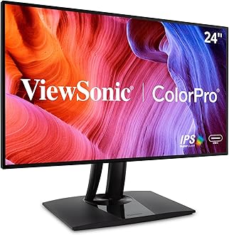 ViewSonic VP2468a 24-Inch IPS 1080p Monitor with Advanced Ergonomics, 100% sRGB Rec 709, 14-bit 3D LUT, Eye Care, 65W USB C, RJ45, HDMI, DP Daisy Chain for Home and Office
