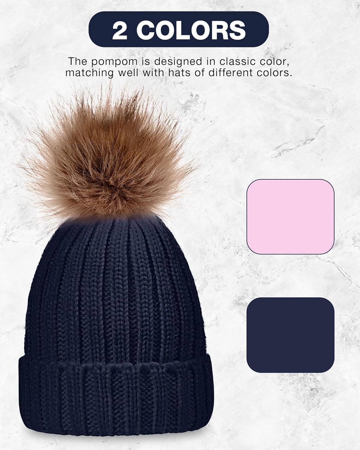 4 Pcs Winter Beanie Hat Gloves Set Pom Knit Unisex Warm Fleece Lined Hat Touchscreen Gloves for Women Men Couples Friends - Image 2