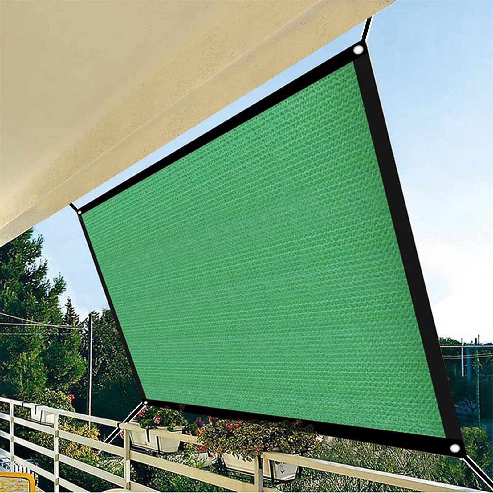 Sun Shade Sail with Grommets & Eyelets & Rope 90% Shading Rate, Sun Shades for Garden - Sun Sails for Yard, Party, Outdoors, Garden, Patio, Swimming Pool (Green(3x3m))