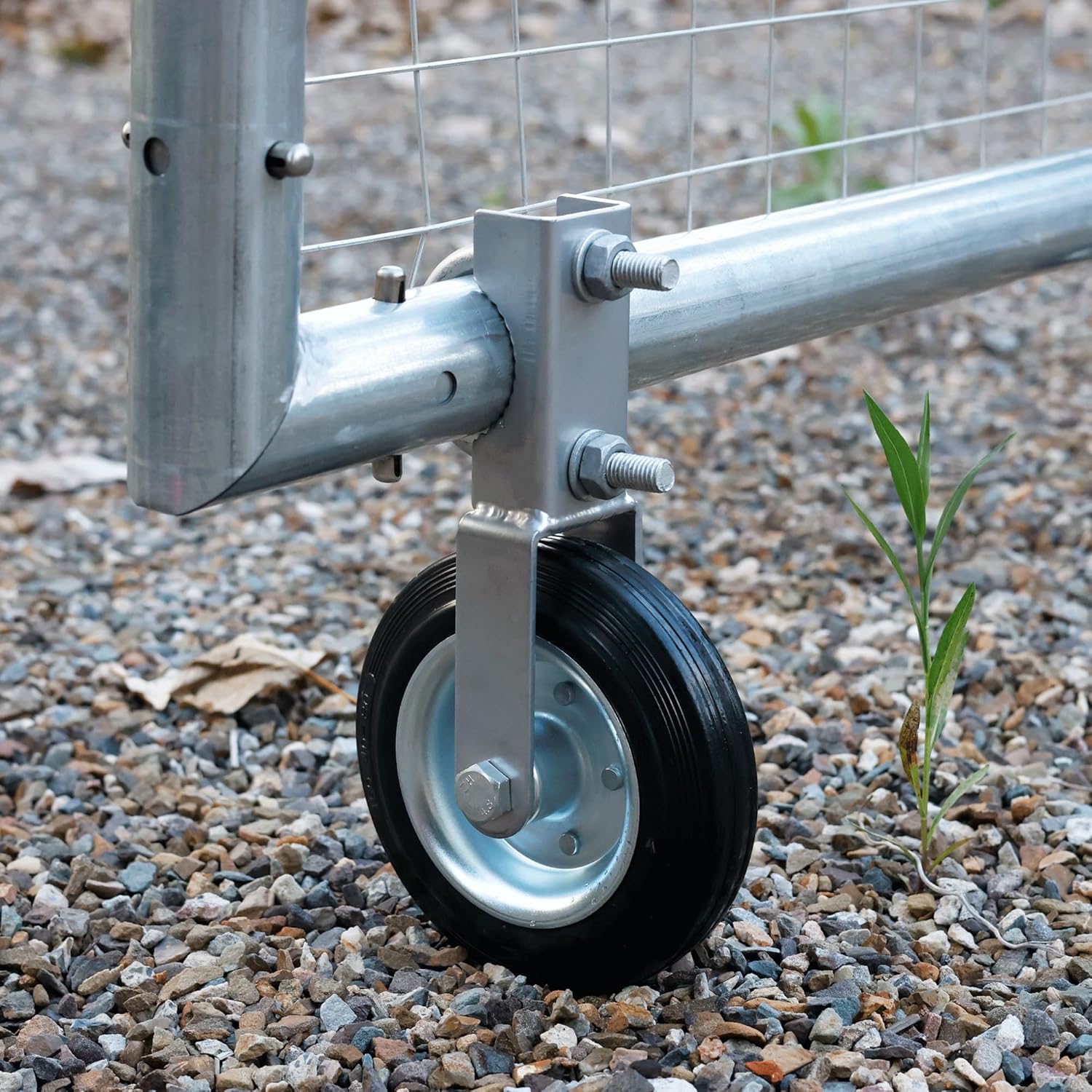 Gate Wheel Supporting Metal Swing Gate with 1-5/8" Thru 2" Gate Frames, 6" Gate Helper Wheels for Metal Tube Fence Gate, Heavy Duty Fence Wheel for Chain Link, Prevent Gate Dragging & Sagging- 2 Pack