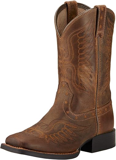 Ariat Honor Western Boot (Little Kid/Big Kid), Distressed Brown, 4.5 M US Big Kid