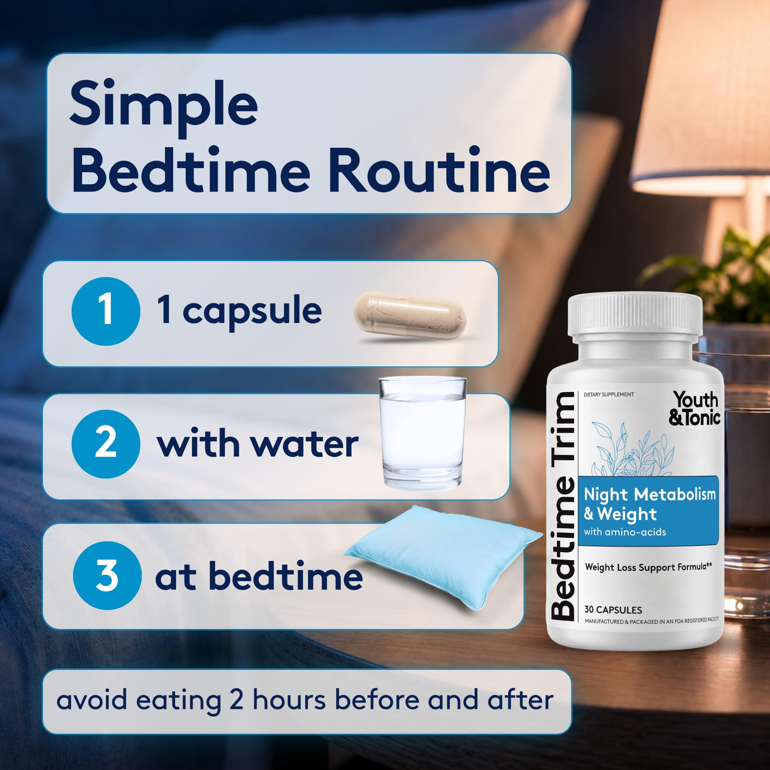 Youth & Tonic Bedtime Trim Weight Loss Pills, Nighttime Metabolism Support — Amazon image 7