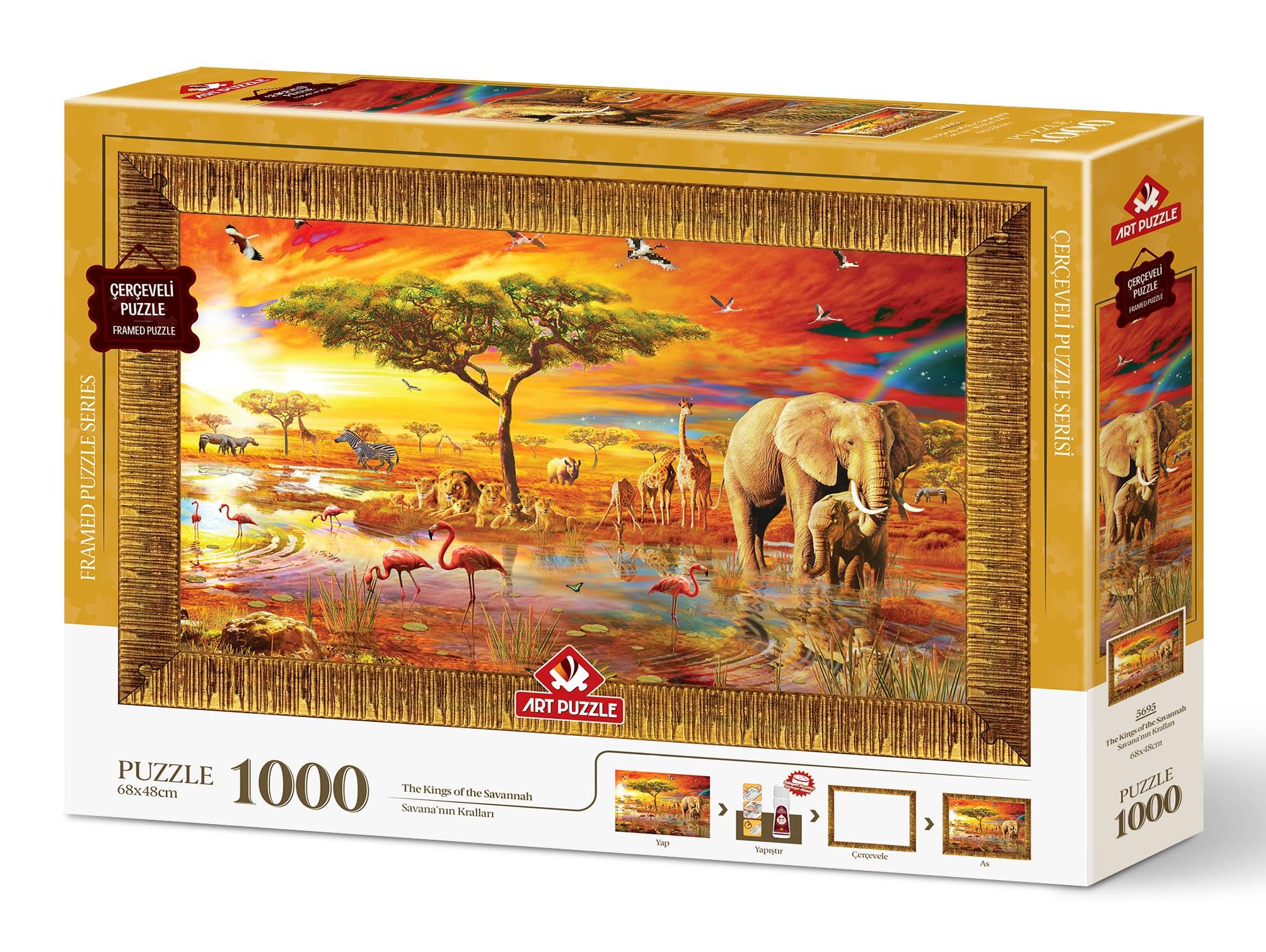 Art Puzzle Rompecabezas con marco de 1000 piezas Reyes de Savana