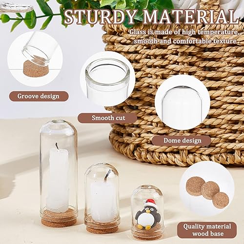 Miniatura 6 de CRASPIRE 25 piezas de cúpula de cristal de 3 tamaños, mini tarro de campana con base de corcho, cubierta de soporte de corcho, frasco decorativo