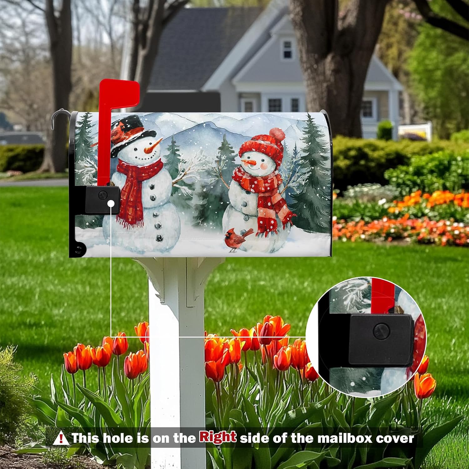 Winter Snowman Mailbox Covers Magnetic Christma Snow Trees Xmas Snowflake Mailbox Cover 21" X 18" Waterproof Mail Box Covers Magnetic Standard Size for Yard Home Decor