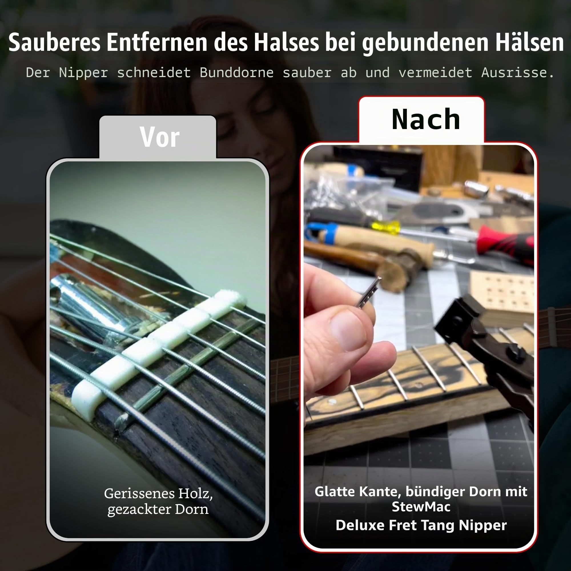 StewMac – Einstellbare Deluxe Bundzange für Gitarre & Gitarrenbau, Spezial-Cutter geeignet für Edelstahl-Bünde (Stainless Steel), Robuste Profi-Qualität