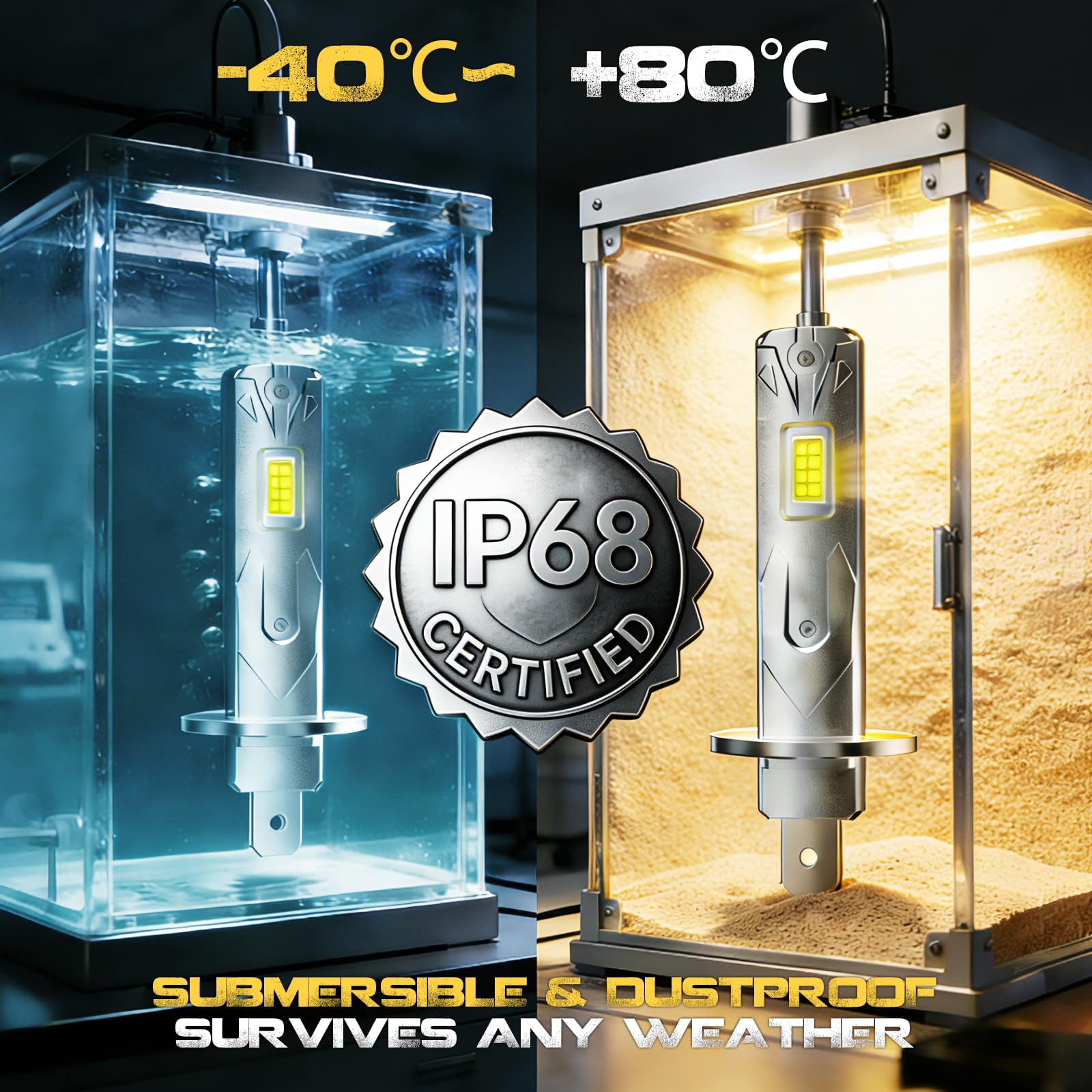 KOYOSO H1 Led 100w 22000lm, 500% Lampadine Led H1 6000k Bianco 12v Auto, Abbaglianti O Anabbaglianti Dimensioni Ridotte, Plug And Play, Dimensioni Della Lampada Alogena 1:1, 2 Lampadine H1 Led