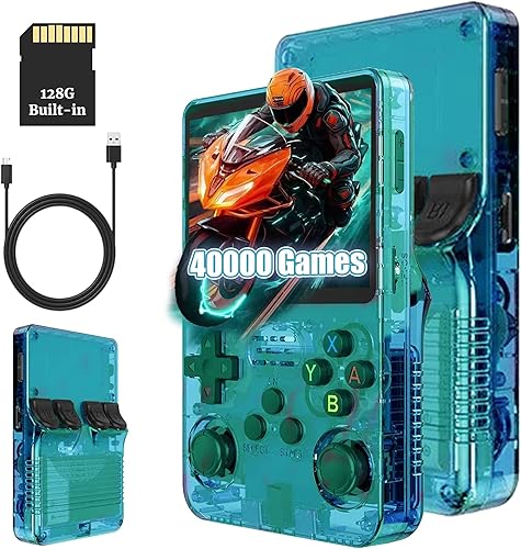 R36S - Consola de juegos de mano retro, pantalla IPS de 3.5 pulgadas, 128G, más de 40000 juegos, dispositivo de juegos portátil para niños y