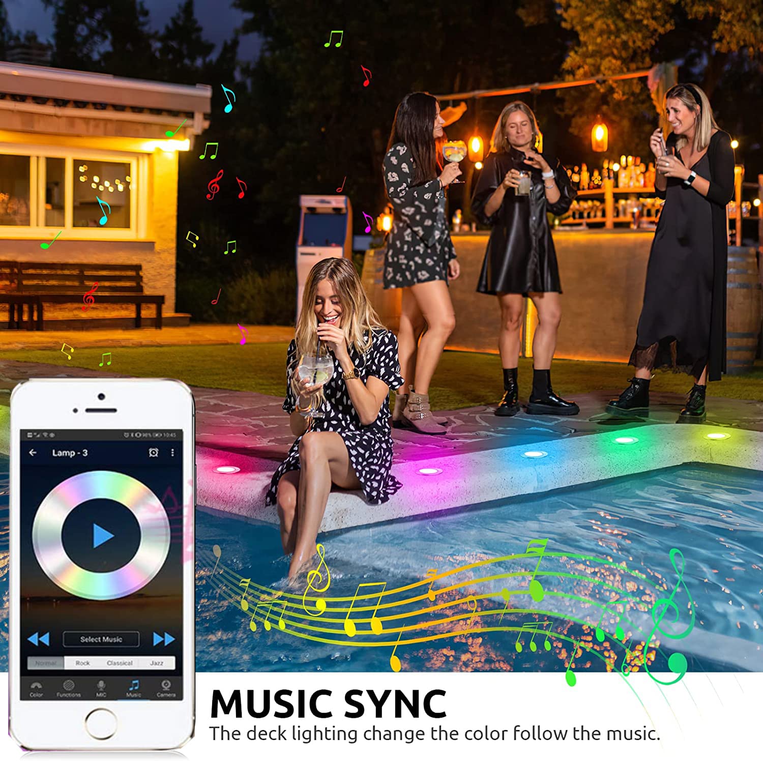 Lot de 30 Wifi RGBWW(RGB+Blanc Chaud) Spot Encastrable Exterieur Dimmable Spot led Extérieur Encastrable Fonctionne avec Alexa, téléphone intelligent Ø31mm 0.6W IP67 - 5