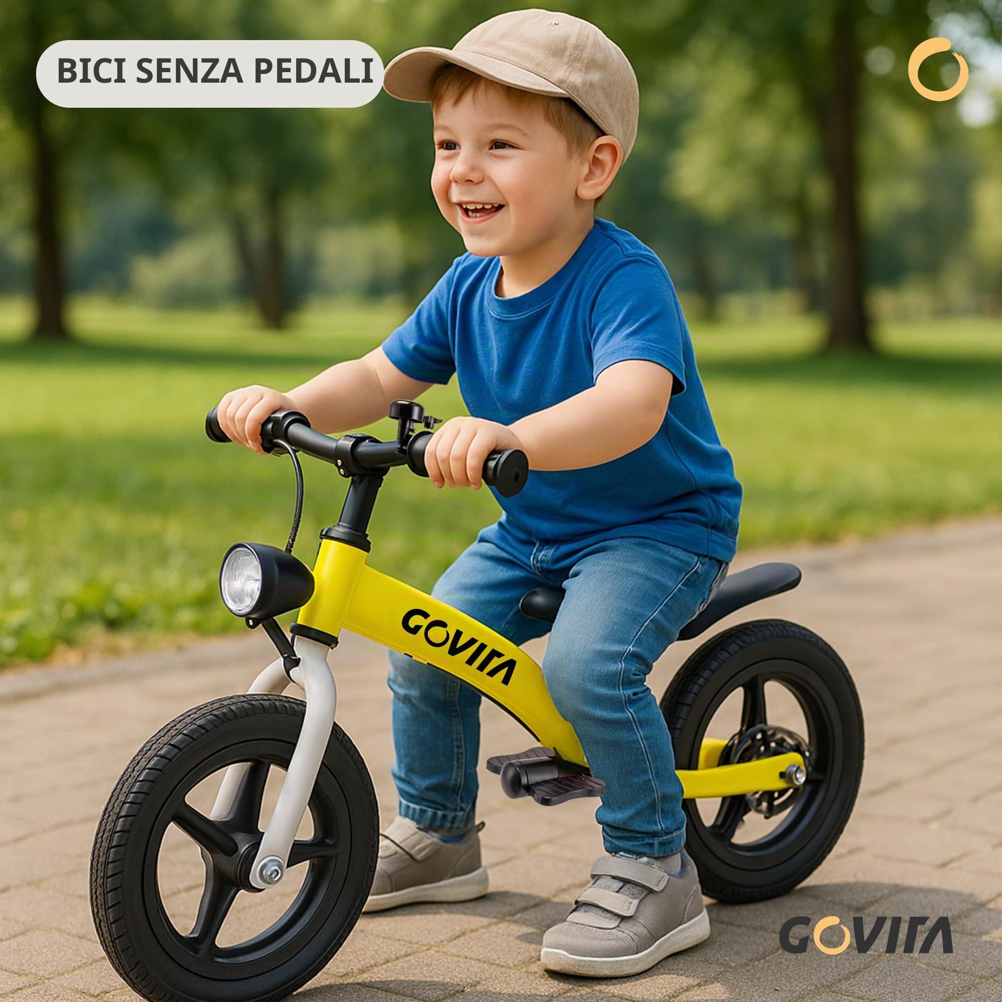 GOVITA Bicicletta Senza Pedali e con Pedali 2 in 1 per Bambini | Balance Bike da 14 Pollici | Bici Evolutiva per Apprendimento Equilibrio e Coordinazione | Freno a Mano, Sella Regolabile