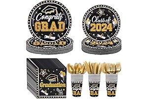 168-Piece Black and Gold Graduation Party Decorations 2022