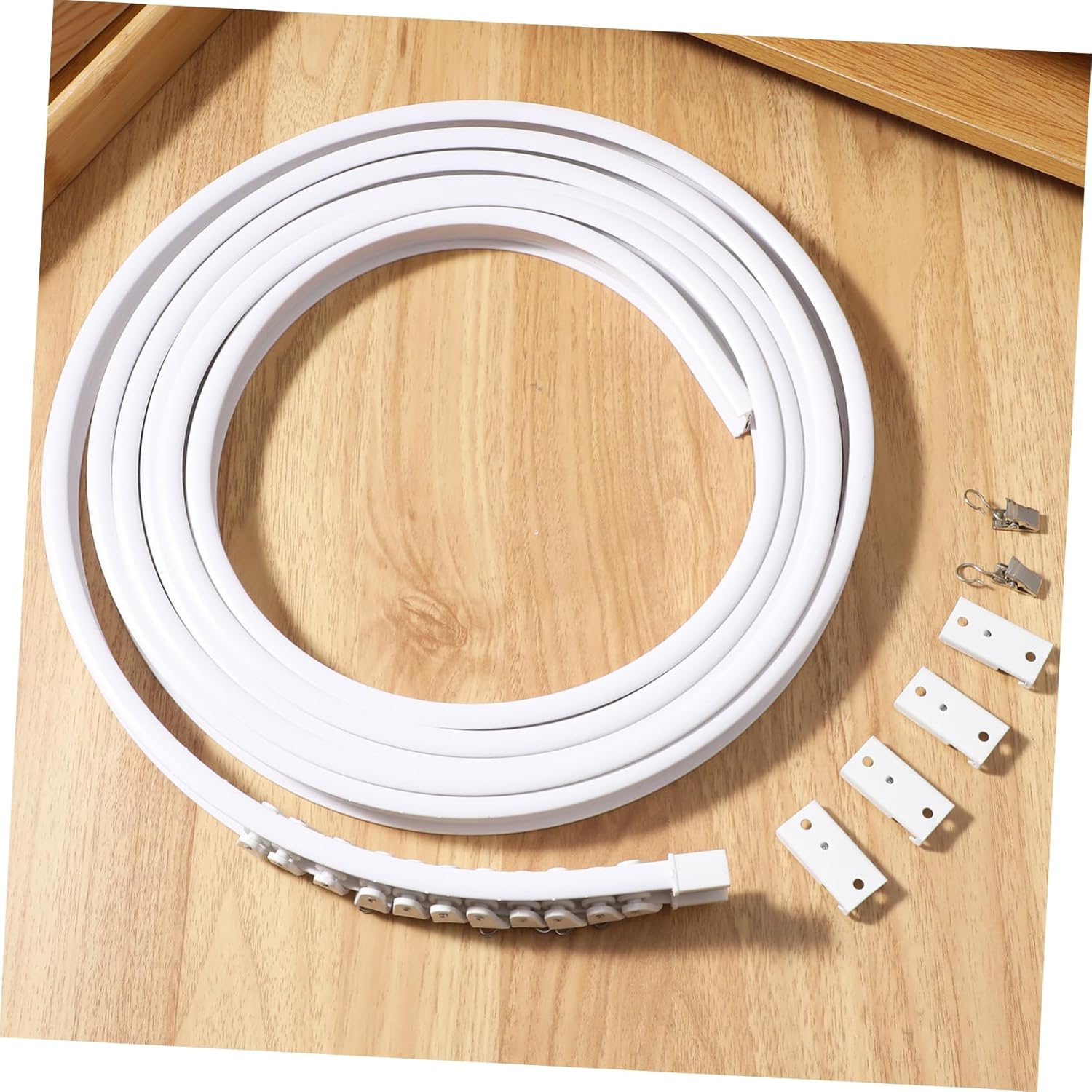 1set Flexible Curtain Track Ceiling Mount for Curved Includes Clips for Drapes and Sheers Versatile Room Divider