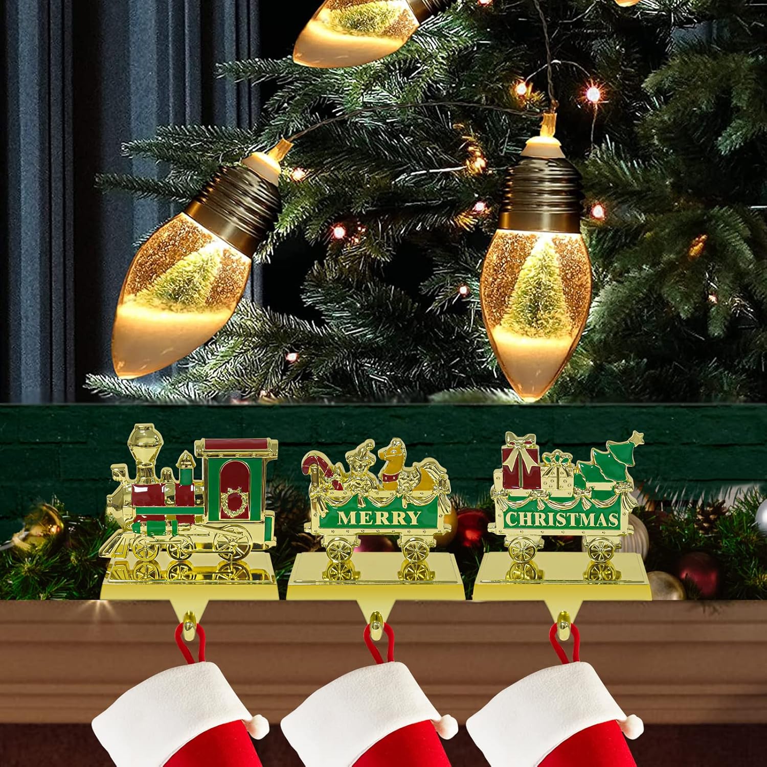 JUSTOTRY 2Pcs Christmas Snow Globe String Lights 6.6 FT