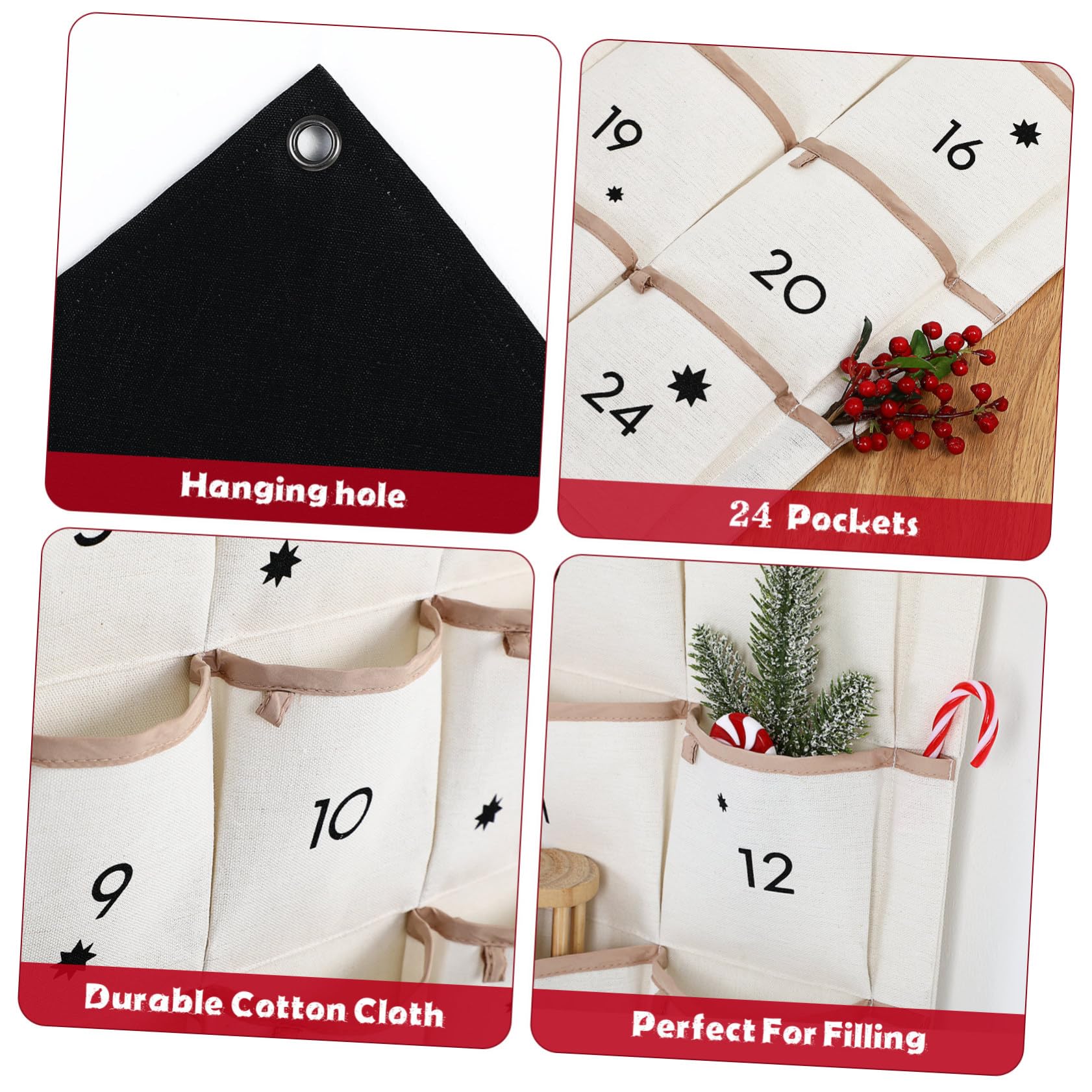 Adventskalender 2025 Mit 24 Fächern Aus Canvas Wandbehang 120x47cm Organizer Für Kleinigkeiten Weihnachtsdekoration Für Kinderzimmer Und Schrank