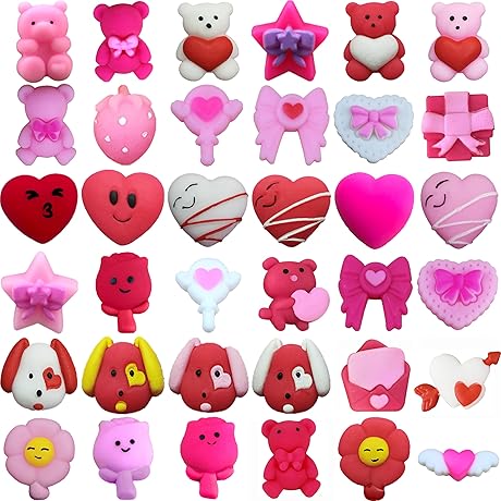Adorable and Squeezable 36-Piece Valentines Squishy Toys