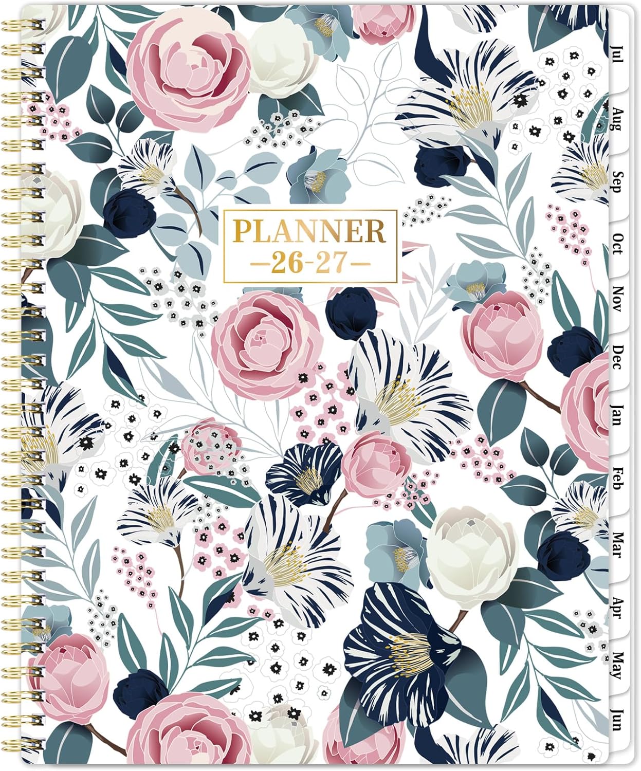 Planner 2026-2027 - Academic Planner 2026-2027, Jul. 2026 - Jun. 2027, Weekly and Monthly with Tabs, 26-27 Calendar Planner, 9" x 11", Back Pocket + Thick Paper + Twin-Wire Binding - Petunia