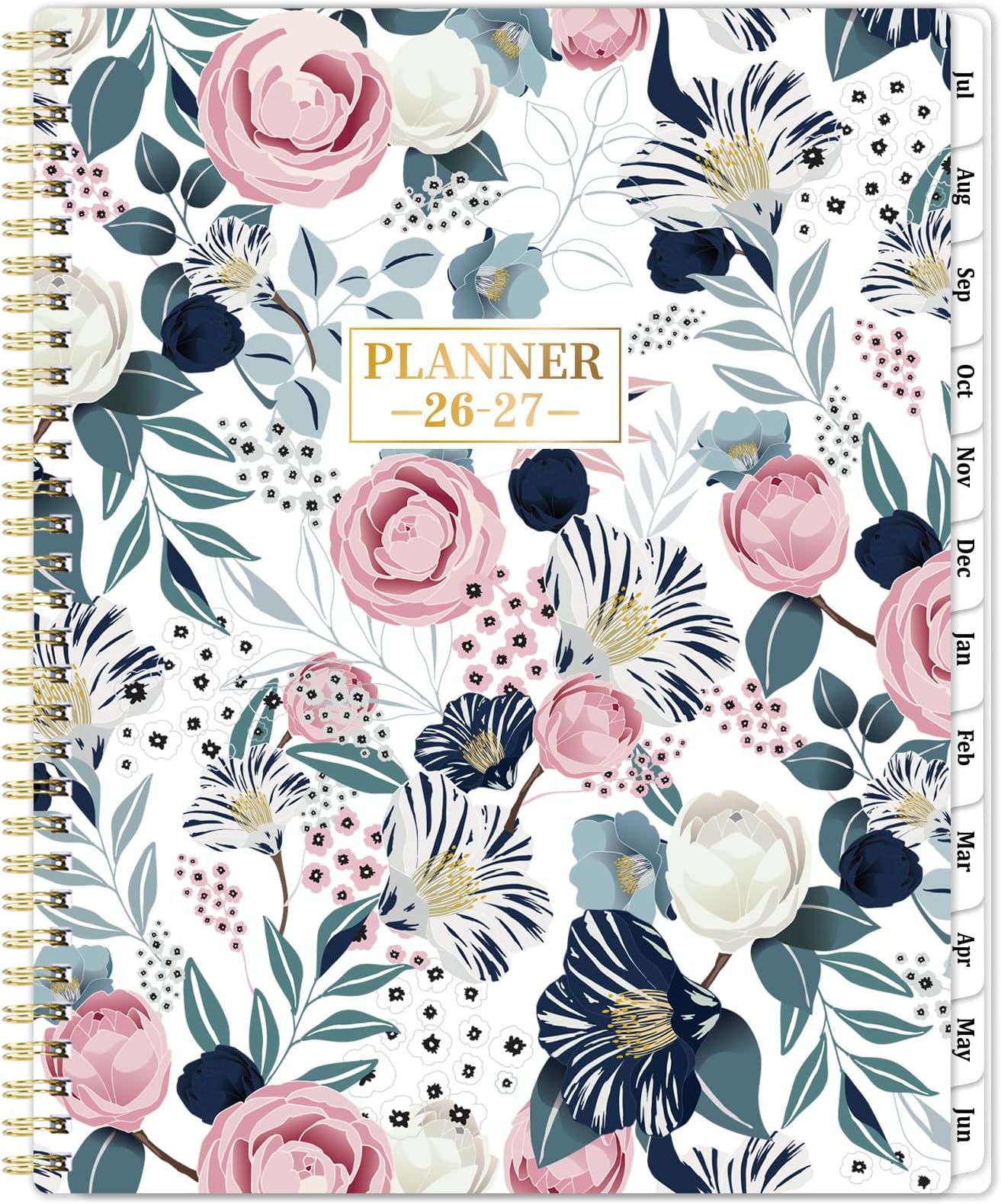 Planner 2026-2027 - Academic Planner 2026-2027, Jul. 2026 - Jun. 2027, Weekly and Monthly with Tabs, 26-27 Calendar Planner, 9" x 11", Back Pocket + Thick Paper + Twin-Wire Binding - Petunia