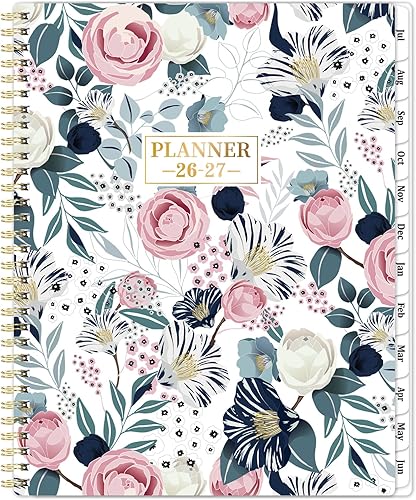 Agenda 2026-2027  Agenda académica 2026-2027, julio 2026 a junio 2027, semanal y mensual con pestañas, calendario 26-27, 9 x 11 pulgadas, bolsillo