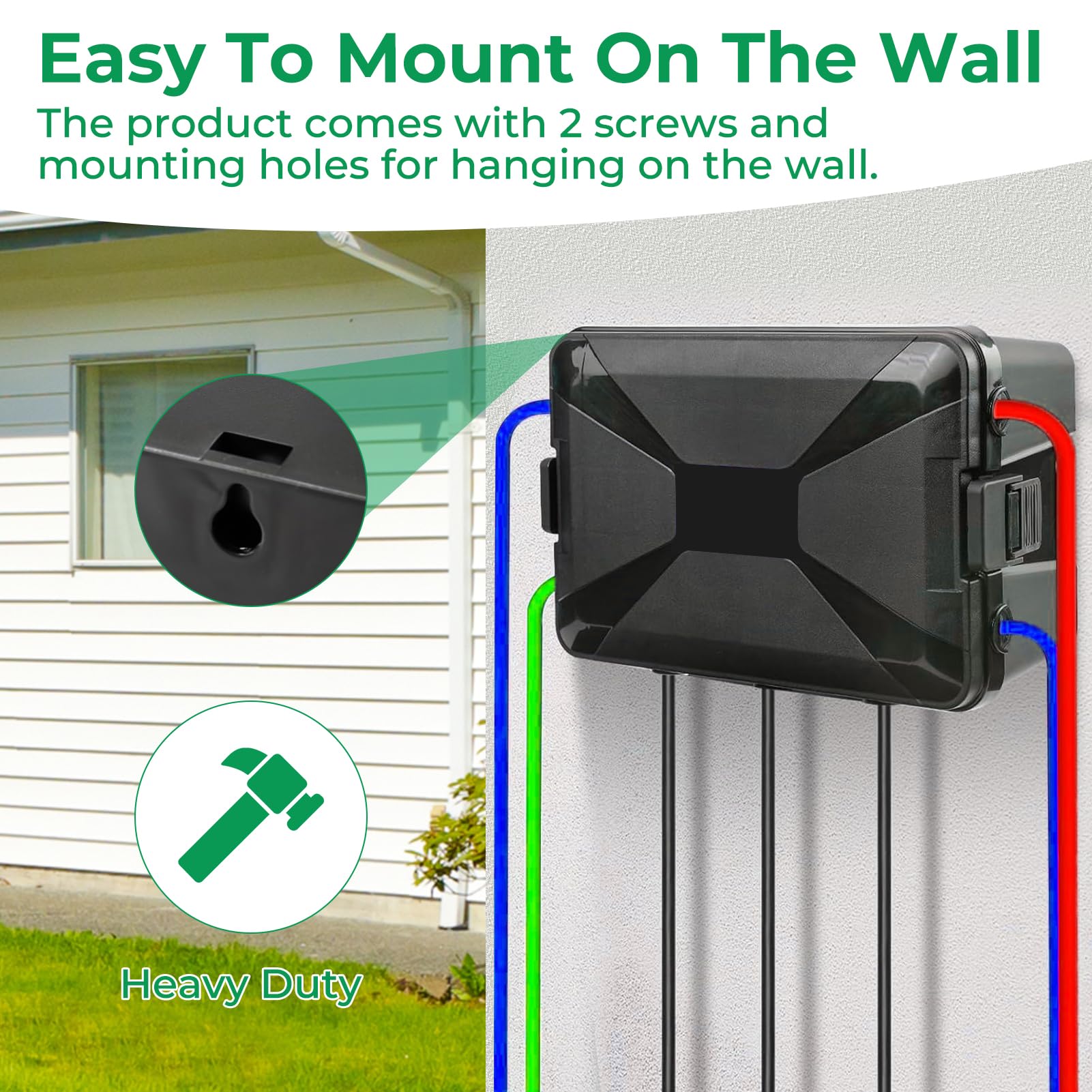 Gugxiom Large Waterproof Cable Box for Outdoor, 32 x 22 x 13 cm, IP54, Outdoor Electric Box, 7 Cable Ports, Kabelbox für Schutz von Verlängerungskabeln, Steckdosenleisten und Außensteckern(Schwarz)