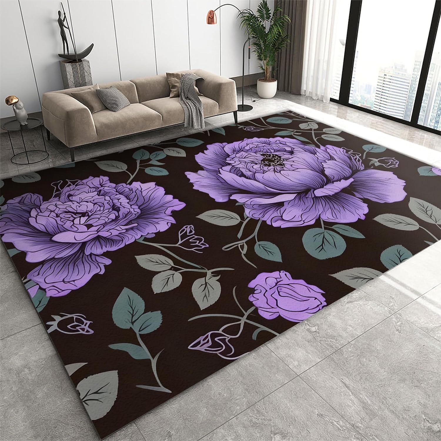 Tapis de zone 3D grand tapis flanelle antidérapant lavable intérieur extérieur 100 x 200 cm