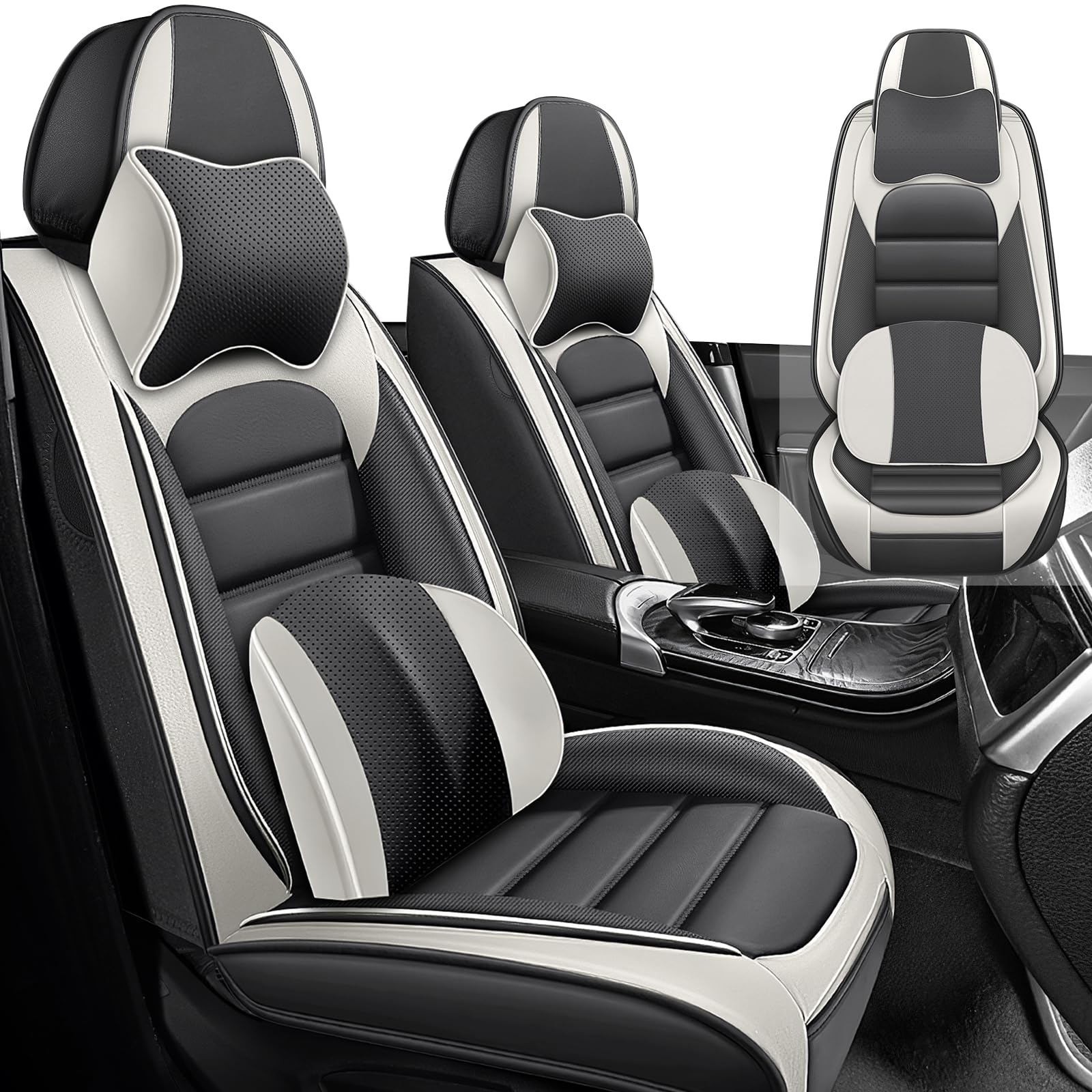 Car Seat Cover Fit for Ford F150 2000-2025,Compatible Airbag Non-Slip Waterproof Seat Covers, Car Seat Protector Premium Interior (Luxury 2 Seats,Gray