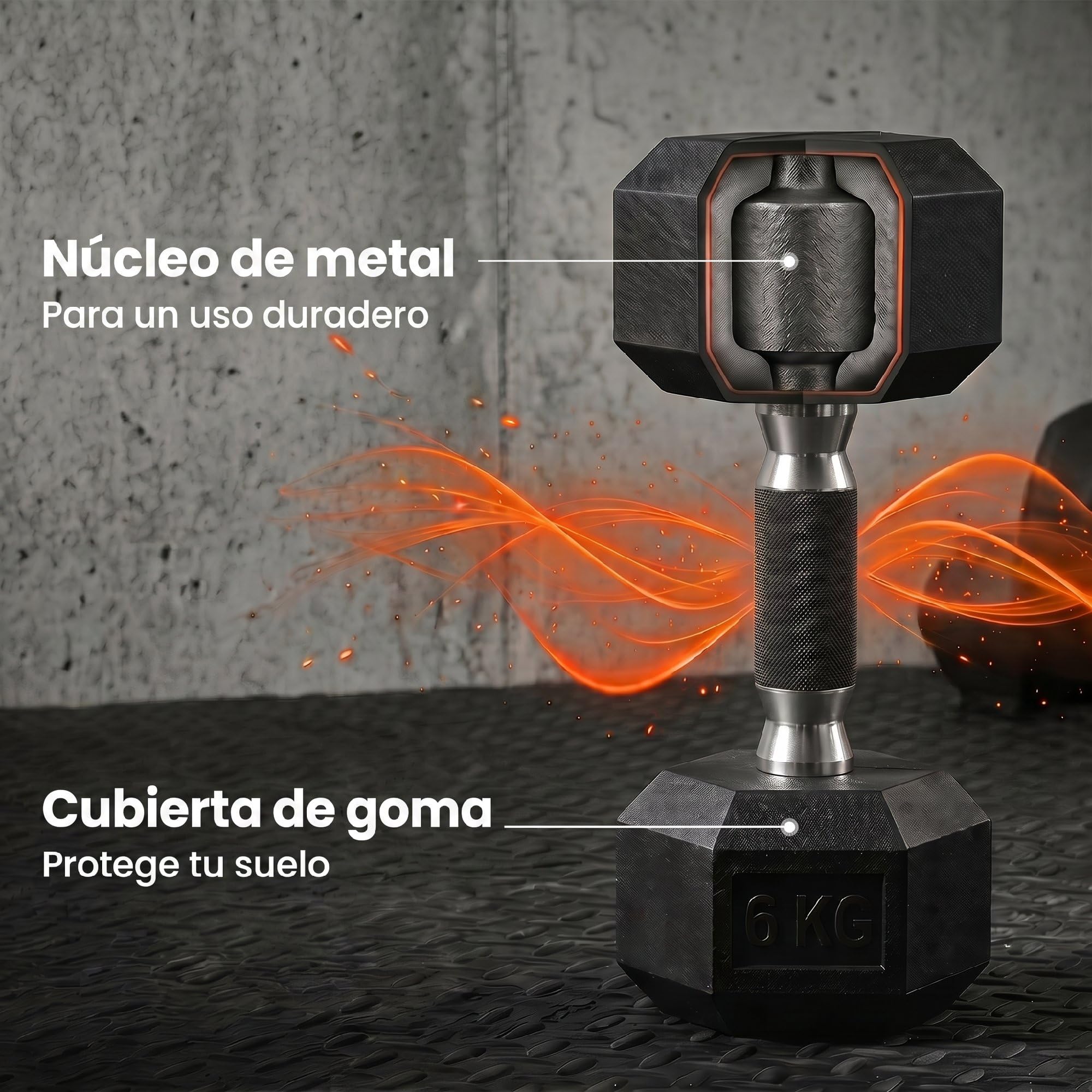 SPORTNOW Juego de Mancuernas de 6 Piezas 36 kg, Mancuernas Hexagonales 2x4kg, 2x6kg, 2x8kg, con Soporte Almacenamiento, Recubrimiento de Goma y Mango Antideslizante para Entrenamiento en Casa Gimnasio