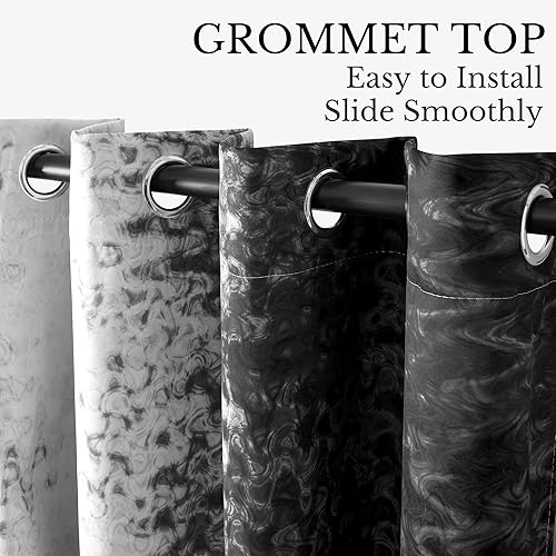 Miniatura 5 de PONY DANCE Cortinas opacas 100% blancas y grisáceas de 84 pulgadas de largo, cortinas opacas degradadas para dormitorio, sala de estar, gradiente