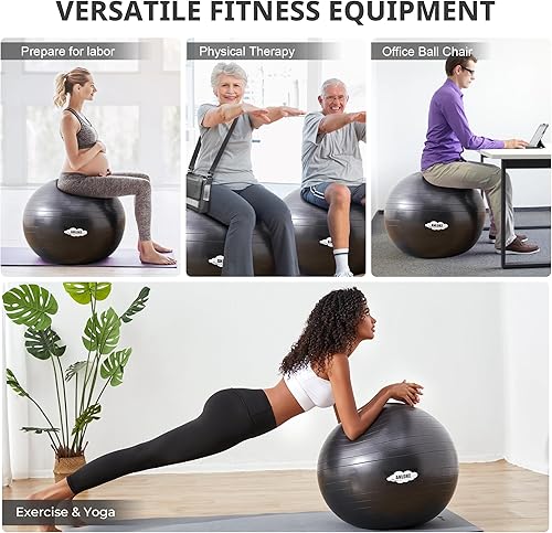Miniatura 2 de Pelota de ejercicios de yoga para fitness y equilibrio, silla de estabilidad antiestallido, parto para embarazo, gimnasio de PVC no tóxico con bomba