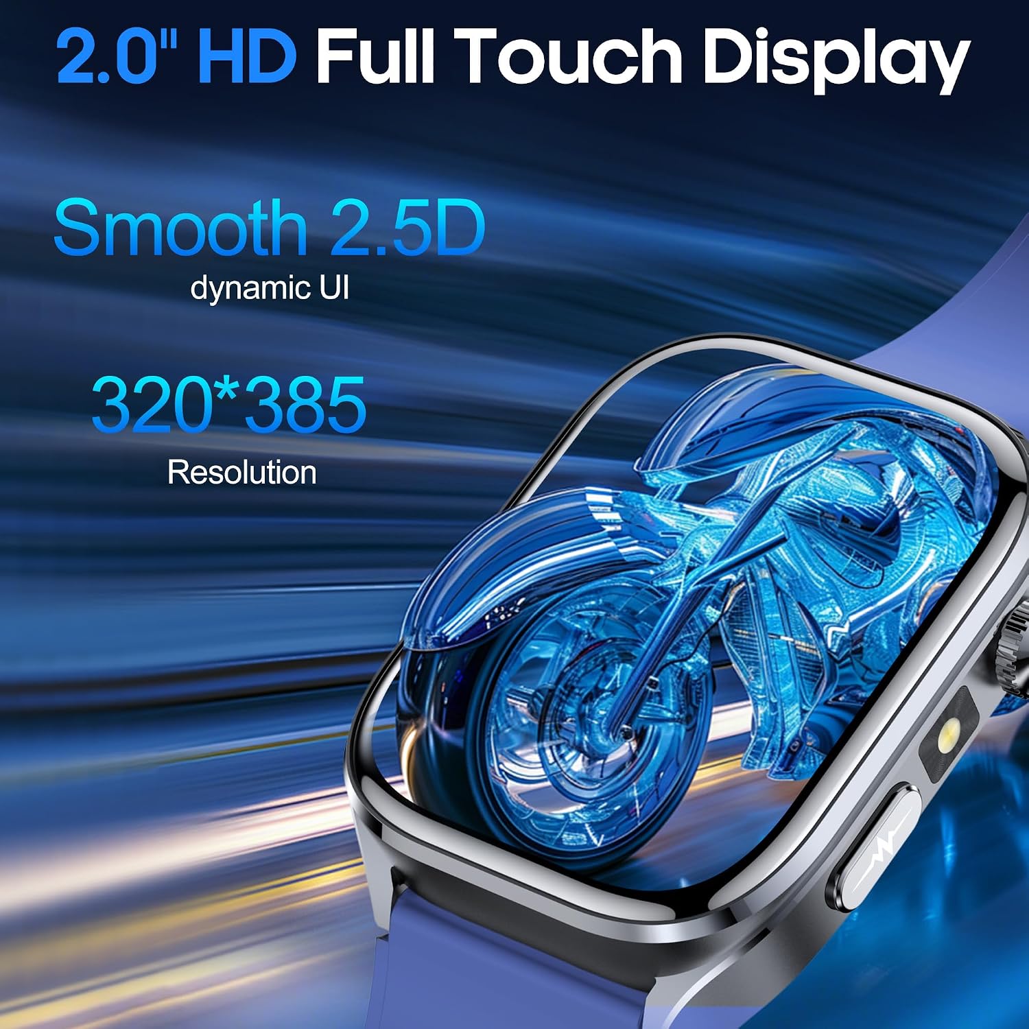 Advanced Health Smartwatch for Women Men with Real-Time Monitoring of Heart Rate, Sleep Quality and Stress Levels, Always-On Display，Bright Flashlight (Blue)