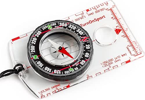 TurnOnSport Orienteering Compass - Advanced Scout Compass for Hiking, Camping,