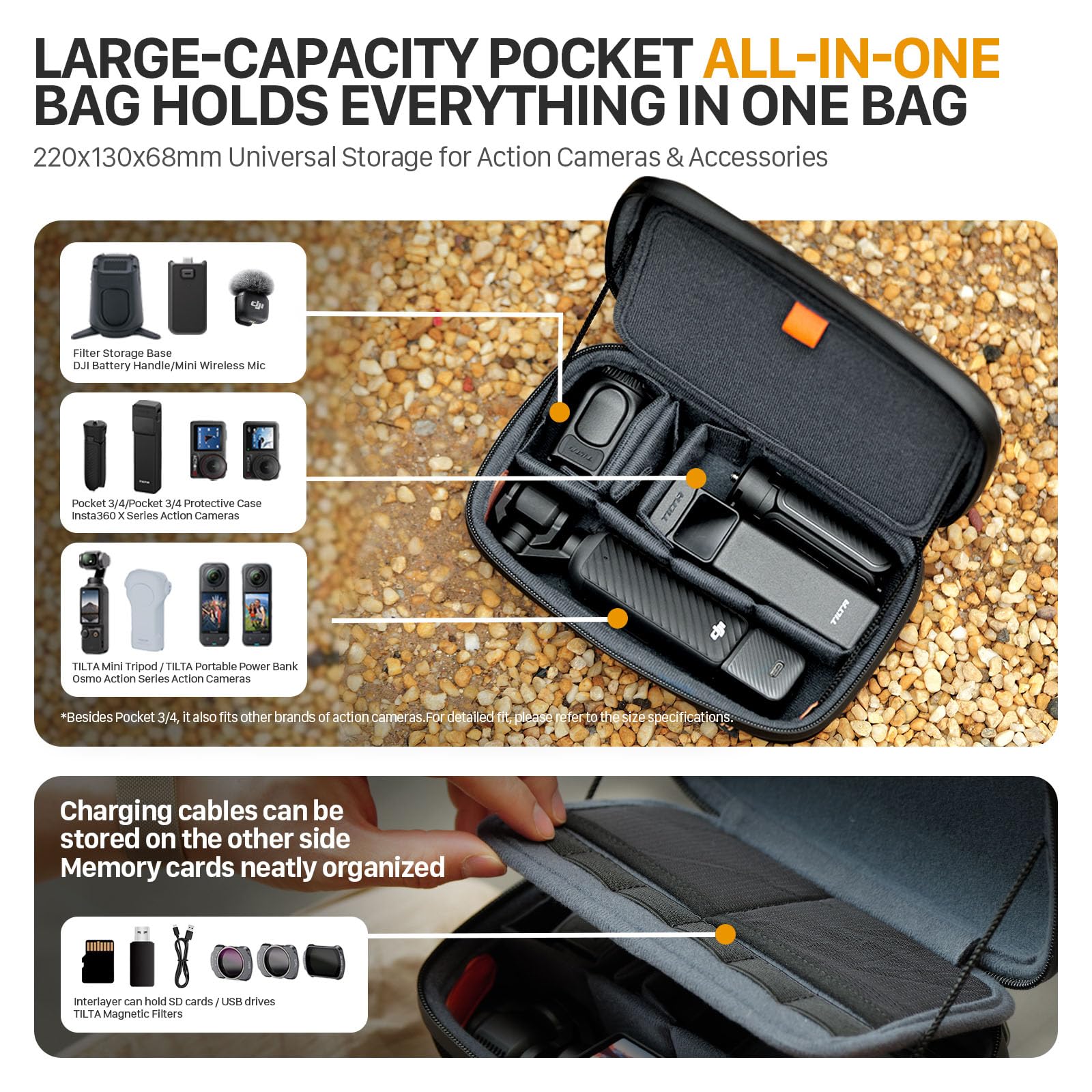 Tilta TA-ACCC-B Étui Rigide Portable pour DJI Osmo Pocket 4, Résistant à l'Eau