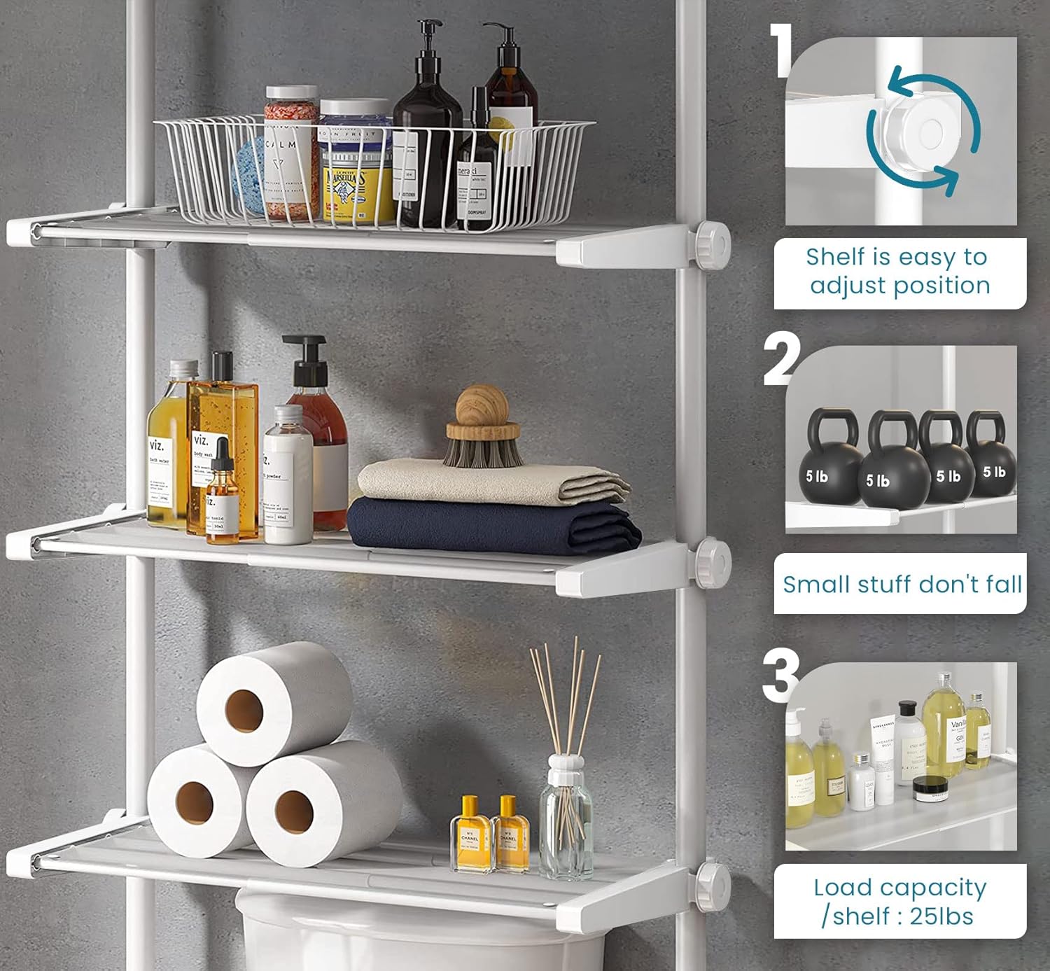 Buy ALLZONE Bathroom Organizer, Over The Toilet Storage, 4Tier