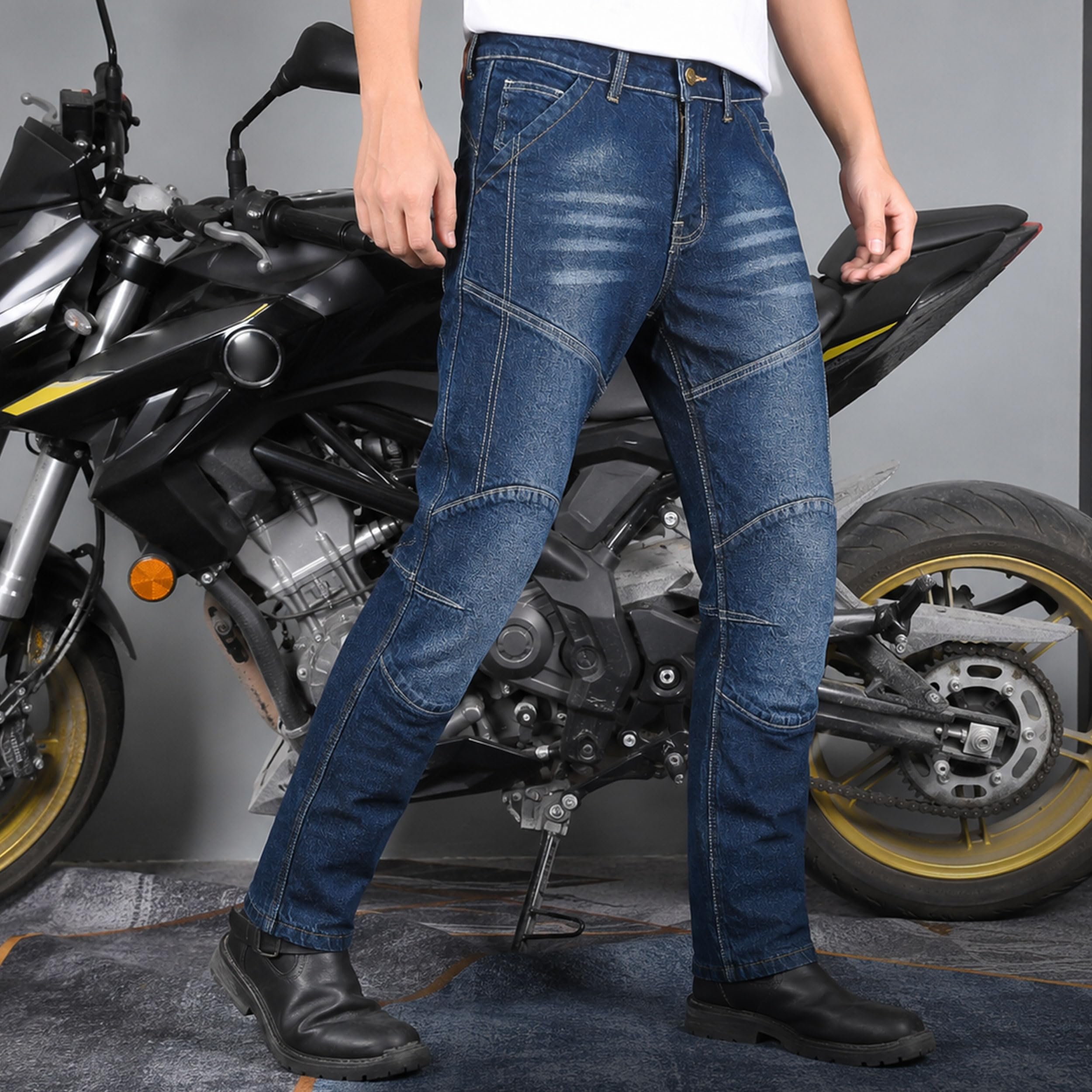 Herren-Motorradjeans aus Aramidfaser mit 4 Arten von Schutzausrüstung, Motorradhose für Motorradrennfahrer, Reithose