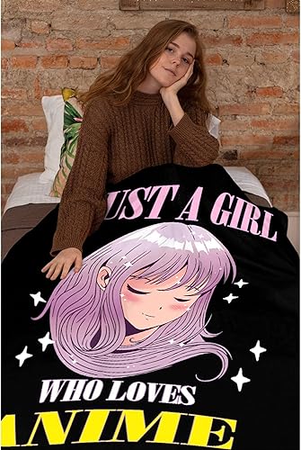 Miniatura 5 de Just A Girl Who Loves - Manta ligera de franela polar de dibujos animados, acogedora manta de microfibra de felpa para todas las estaciones para