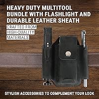 Vista 2 de EPG - Paquete multiherramienta de alta resistencia: funda de cuero, linterna multifunción, puntas de destornillador, 18 herramientas de bloqueo
