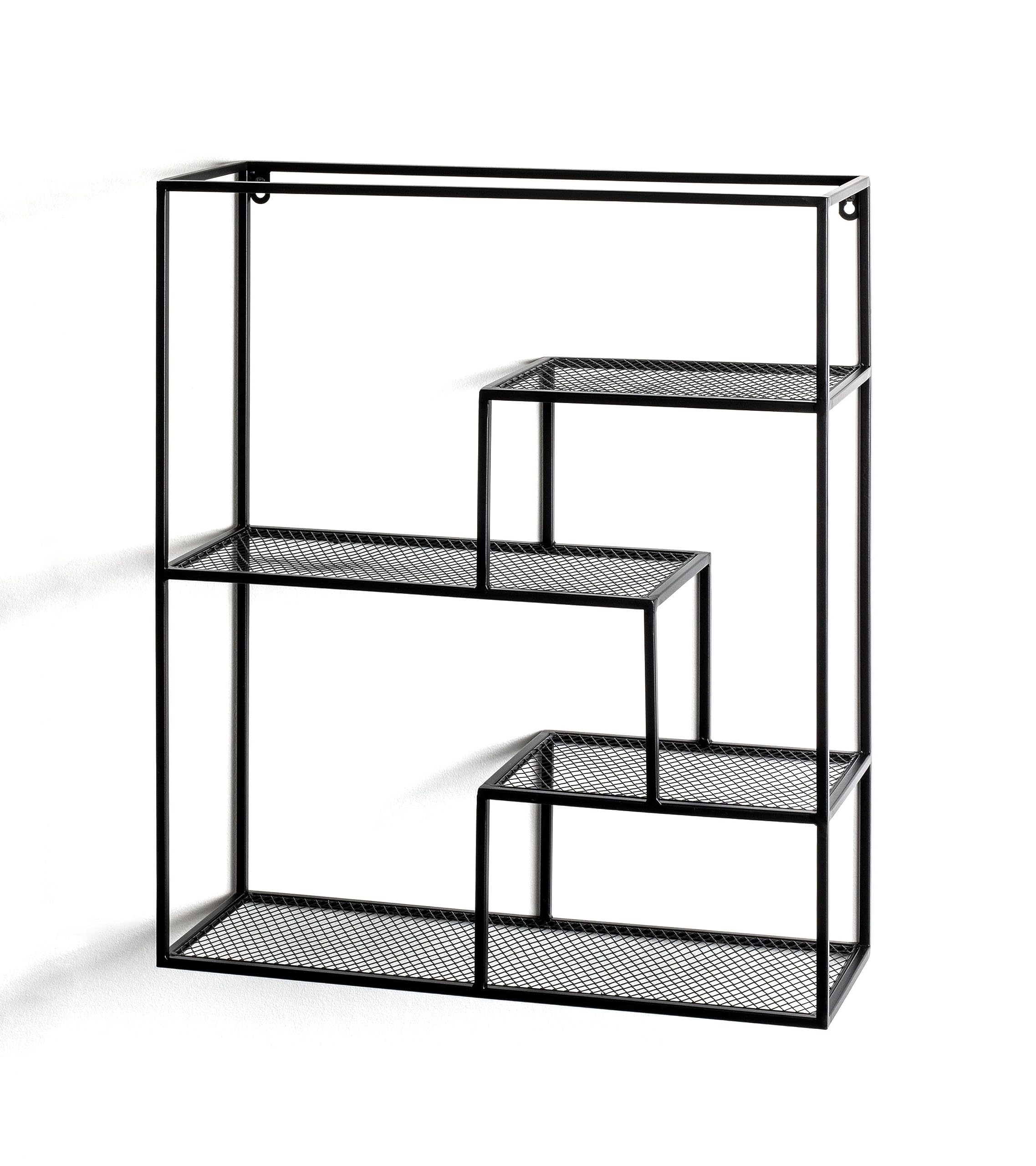 HAKU Möbel Estante de pared negro, metal, metal - Dim.: AN 50 cm x AL 60 cm x P 18 cm, Estilo: Moderno