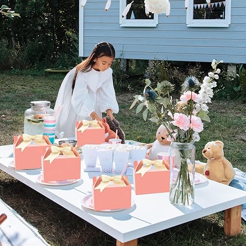 Miniatura 2 de Oletx 50 cajas de regalo rosadas a dos aguas, caja pequeña de regalo de fiesta de 5.9 pulgadas, caja de golosinas, caja de dulces para el día de San