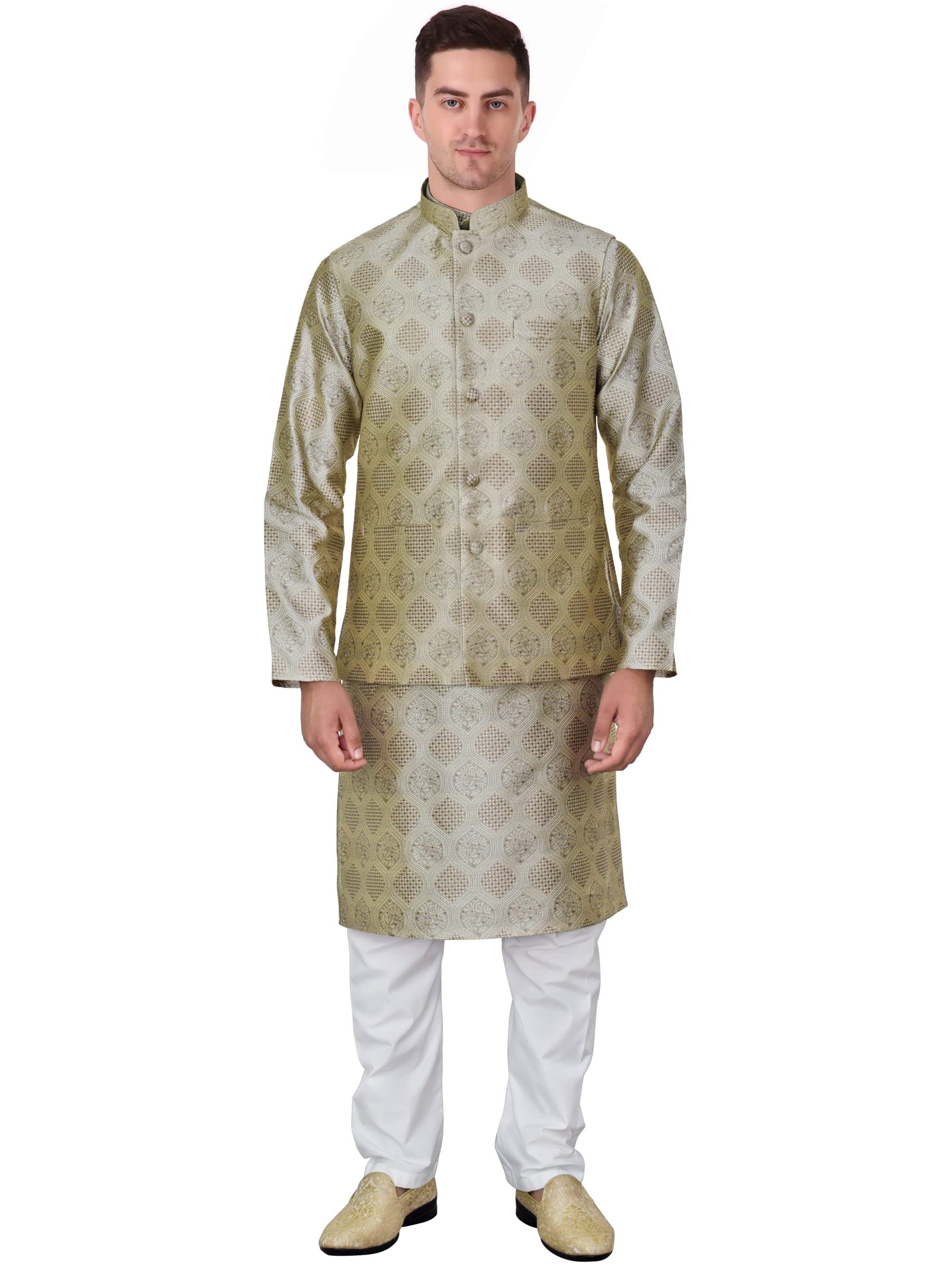 kaceryKurta pajama waistcoat three piece suit Indian wedding outfit FB880