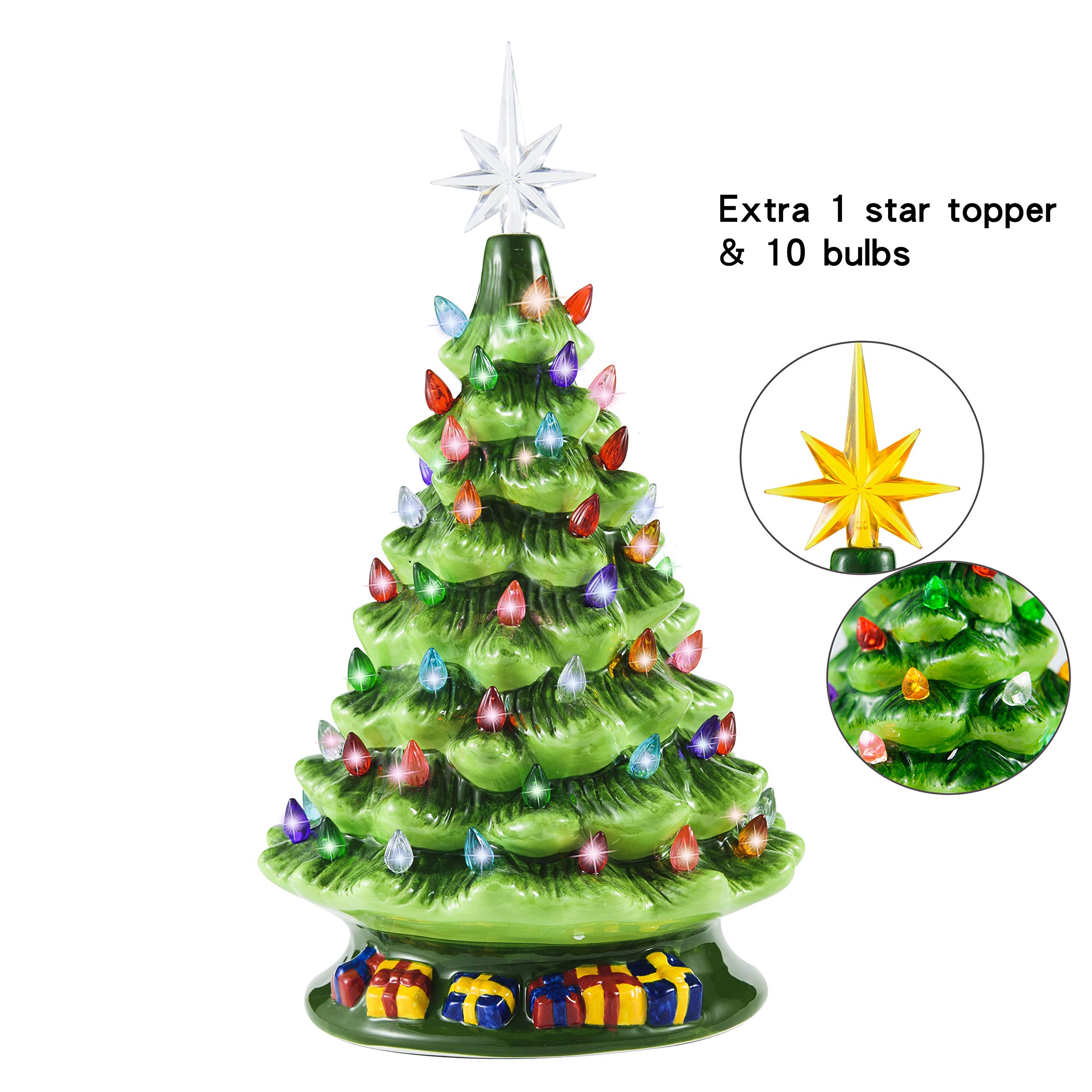Joiedomi 15 Ceramic Christmas Tree With Green Base Prelit Xmas Tree With Extra Yellow Star Topper For Home And Office Tabletop Decoration Buy Online In India Missing Category Value Products