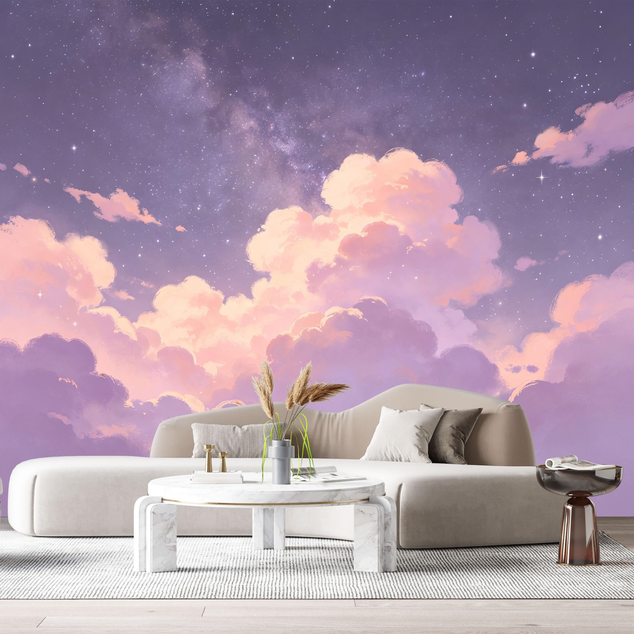 Custom Size Wall Murals Night Sky Galaxy Clouds Watercolor Painting SelfAdhesiveWall Fabric Removable Wallpaper Wall Decor for Living Room Bedroom Bathroom