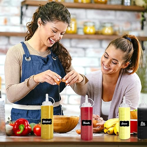 Vista 14 de Botella exprimible para condimentos, botellas de plástico para salsa de tomate para salsa, barbacoa, aderezo, pintura, taller, dispensador de arte