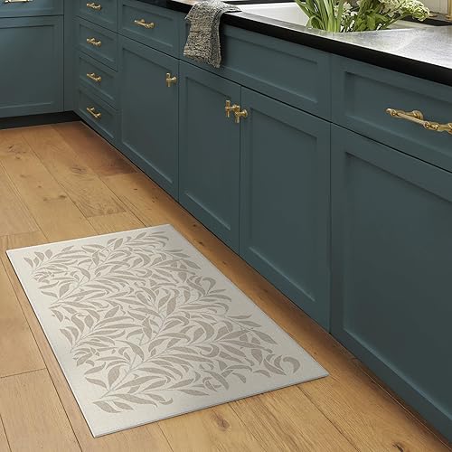 Vista 316 de RUGGABLE x Morris & Co Tapete prémium de pasillo lavable, para pasillo, cocina, entrada, sala de estar, dormitorio u oficina, con base Madreselva