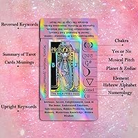 Vista 5 de Smoostart Pink Tarot Cards for Beginners with Meanings on Them, Surface Laser Cards Holographic Tarot with Guide Book, Tarot Cards Deck with Keywords