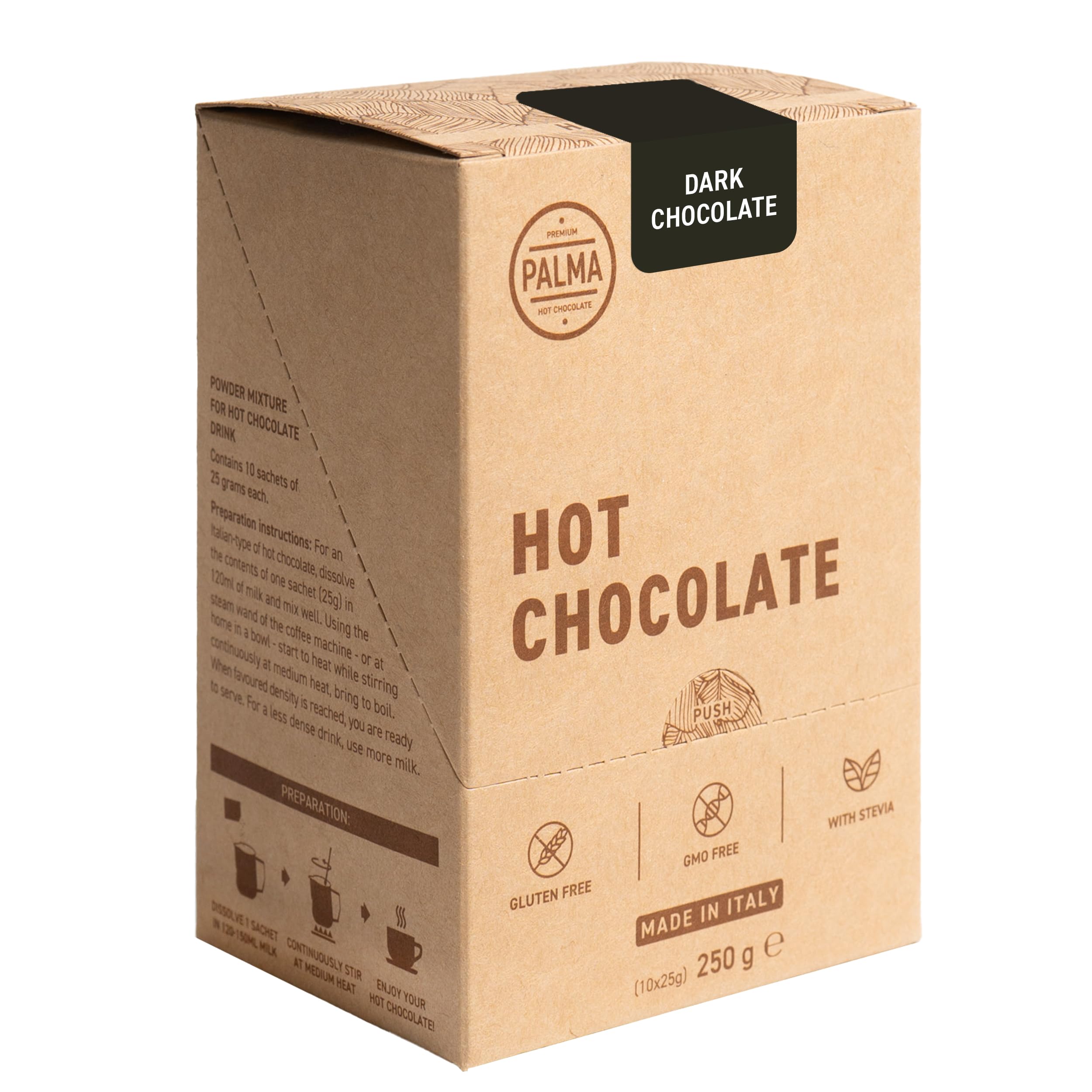 PALMA Italian Hot Chocolate Sachets - Dark Chocolate | 250g (10 Servings)