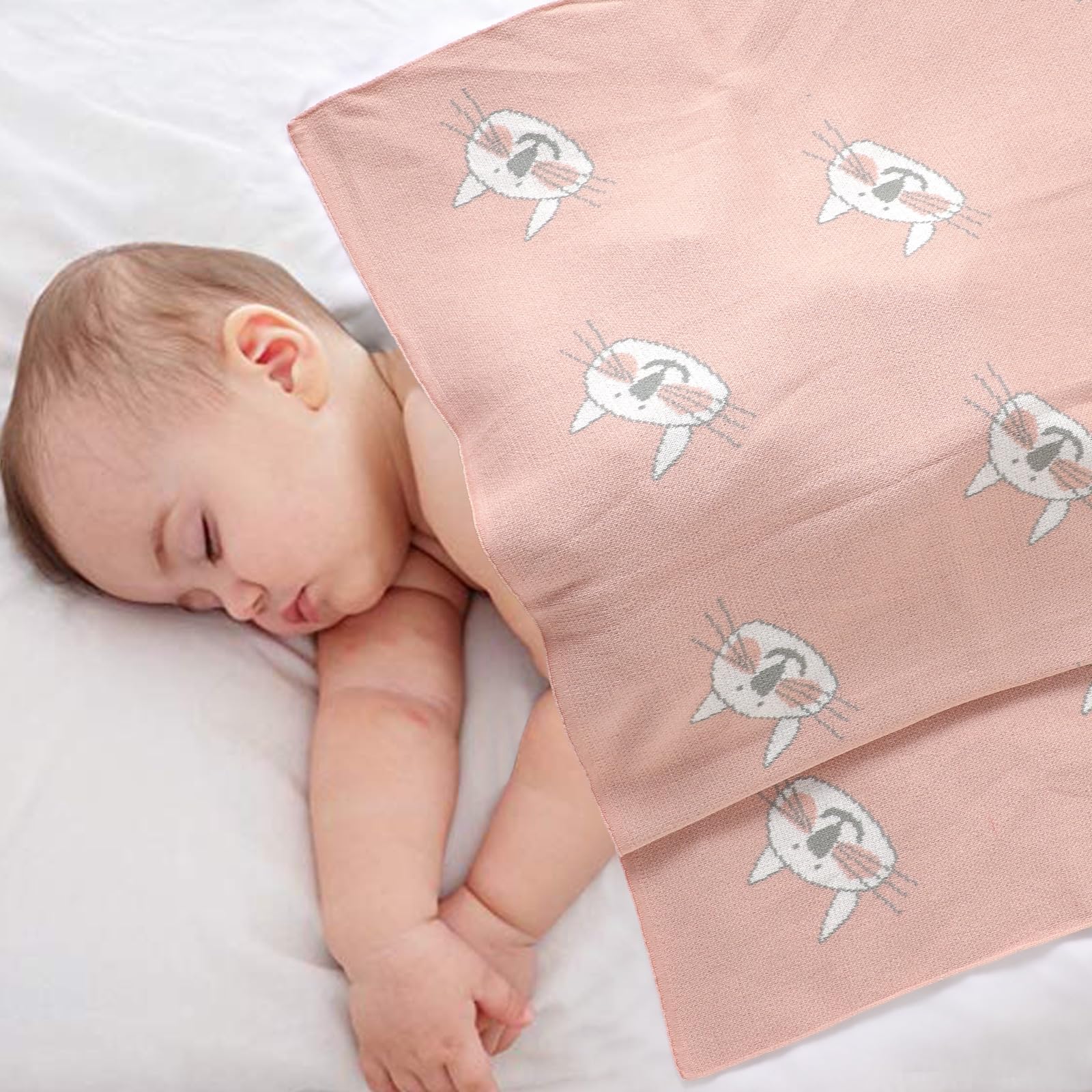 Hadetoto Baby Blanket for Newborn Soft Cozy Knitted Cotton Blankets Baby Essentials Gifts for Newborn Girl Boy 100 x 80cm - Image 2