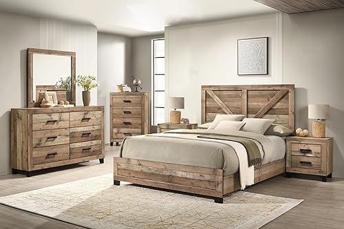 Kings Brand Furniture 6-Piece Antique Natural King Size Bedroom Set