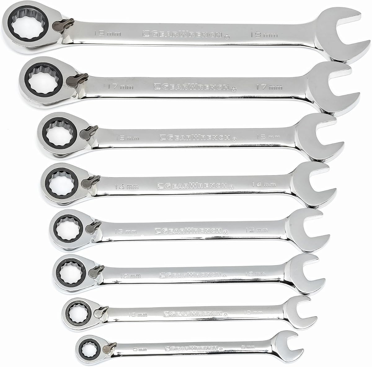 8 Pc 72T Reversible Ratcheting Combination mm Wrench Set | 9543