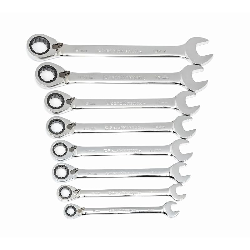 Kit de Chaves Combinadas com Catraca Reversível GEARWRENCH 72 Dentes Métricas 8 Peças 9543