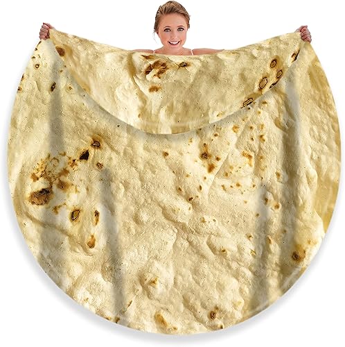 Moonysweet Burritos - Manta de tortilla para adultos y niños de doble cara para alimentos tamaño adulto divertida y realista manta de forro polar Moonysweet Burritos - Manta de tortilla para adultos y niños de doble cara para alimentos tamaño adulto divertida y realista manta de forro polar